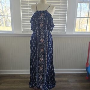 Xhilaration Navy Floral Maxi Dress
